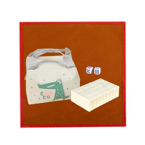 Amagogo Reise-Mahjong-Set, chinesisches Mahjong-Spielzeugset für Reiseparty, 144 Spielsteine mit Tasche, Tischspiel, tragbar, 26 mm, für Erwachsene und Kinder, Creme Farben von Amagogo