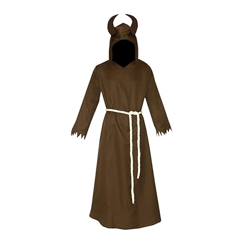 Amagogo Robe with Hood Cosplay Costume Apparel Outfits Witch Cape for Men Women Theme Party Nightclub Carnival Stage Performance, Brown XL von Amagogo