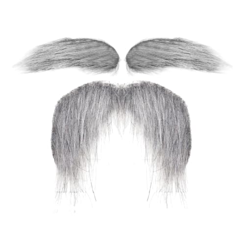 Amagogo Schnurrbart Augenbrauen Kostümzubehör DIY Make -up für Geburtstagsrollenspiele, Grau von Amagogo
