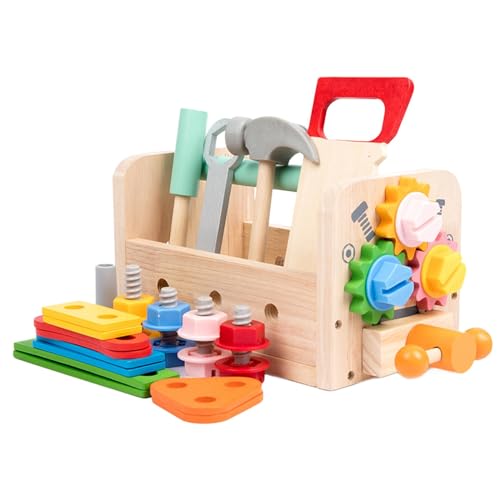 Amagogo Schrauben- und Mutternset, Modellbau-Werkzeugsätze, Lernspielzeug, hölzernes Werkzeugset für Kleinkinder, Werkzeugkastenspielzeug von Amagogo