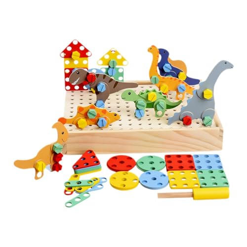 Amagogo Schraubenspielzeug Kinderspielwerkzeug Set Developmental Construction Toy Lernen Puzzle Spielzeug Schraubendreher DIY Building Toy für Kinder, Dinosaurier von Amagogo