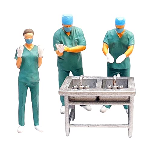 Amagogo Simulierte Arzt Miniaturen 1/87 Harz Ornament Miniatur Modellfiguren DIY Mikrolandschaften Kleine Statue Chirurgie Patient Handbemaltes Modell von Amagogo
