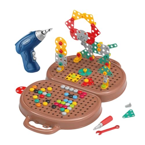 Amagogo Spiel-Werkzeugkasten, Kreativitäts-Werkzeugkasten, Werkbank-Spielset, DIY-Schraubenwerkzeug-Set, Puzzle-Spielzeug für ab 3 Jahren, Bär von Amagogo