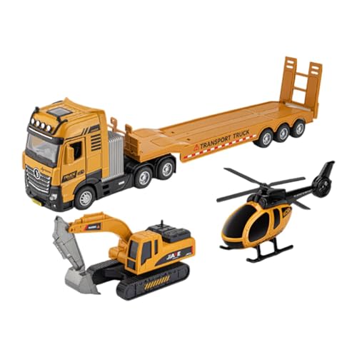 Amagogo Spielzeugfahrzeug-LKW, reibungsbetriebener Spielzeug-1/50-Technik-LKW mit Mini-Hubschrauber für Geburtstagsgeschenke im Alter von 2, 3, 4, 5 und 6, Bagger Amagogo Spielzeugfahrzeug-LKW, reibungsbetriebener Spielzeug-1/50-Technik-LKW mit Mini-Hubschrauber für Geburtstagsgeschenke im Alter von 2, 3, 4, 5 und 6, Bagger von Amagogo