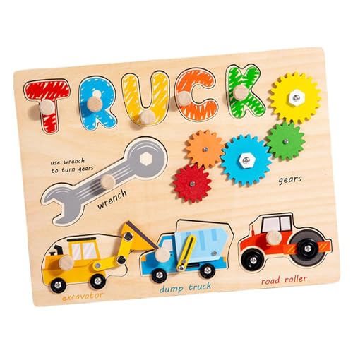Amagogo Steckpuzzles, Lernspielzeug aus Holz, Montessori-Brett für sensorische Aktivitäten im Vorschulalter, Geschenk für Kinder im Alter von 1 bis 3 Jahren, Werkzeugwagen-Busy-Board von Amagogo