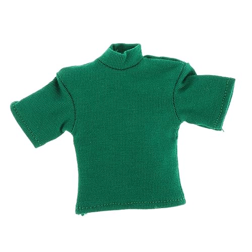 Amagogo T-Shirt im Maßstab 1:12, handgefertigte Puppenkleidung, kurze Ärmel, Mini-Kleidung, Miniatur-Outfits für 6-Zoll-Actionfiguren, Puppenmodell-Zubehör , GRÜN von Amagogo