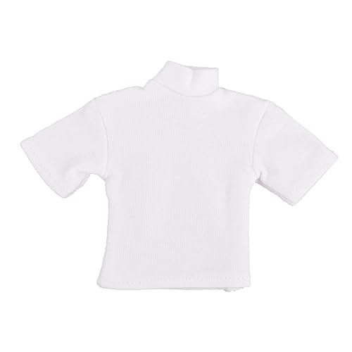 Amagogo T-Shirt im Maßstab 1:12, handgefertigte Puppenkleidung, kurze Ärmel, Mini-Kleidung, Miniatur-Outfits für 6-Zoll-Actionfiguren, Puppenmodell-Zubehör , Weiß von Amagogo