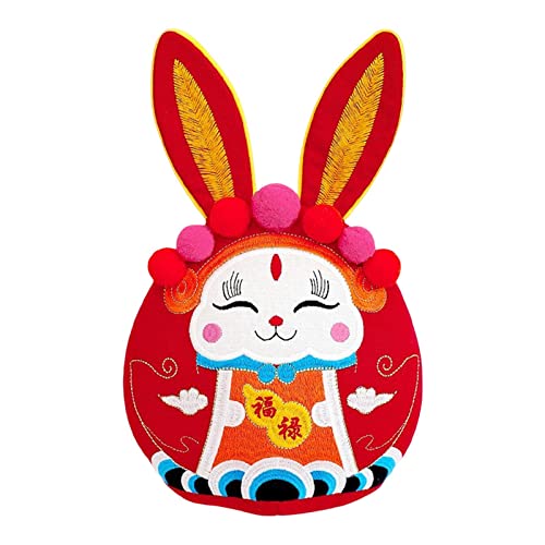Amagogo Tierisches chinesisches Kaninchen-Spielzeug, gefüllte Puppenverzierung, Hasenfigur, kuscheliges Kissen, zum Schlafen des neuen Jahres, begleitendes, 15CM von Amagogo