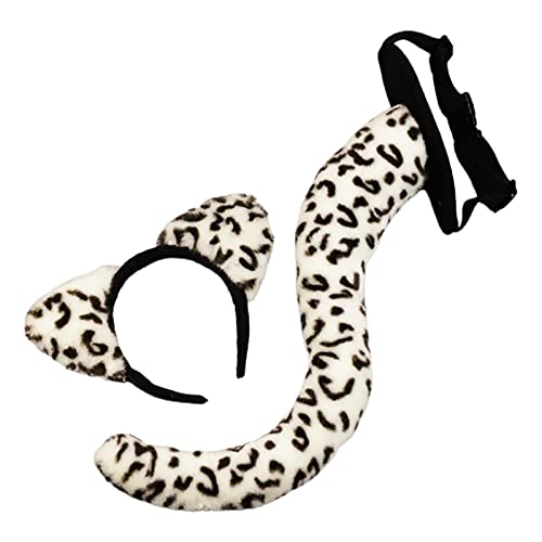 Amagogo Tier-Set, Kostüm, Kostüm, Dekoration, Cosplay, Tierthemen, Partys, Geschenk für Maskerade, Halloween, Karneval, Rollenspiele, Zubehör, Weißer Leopard 2St von Amagogo