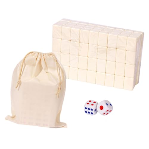 Amagogo Tischspiel, chinesisches Mahjong-Spielset, Familie, Freizeit, Würfel mit Aufbewahrungstasche für Reisen, Partys, Mahjong-Set, Jungen und Mädchen, 30 mm Weiß von Amagogo
