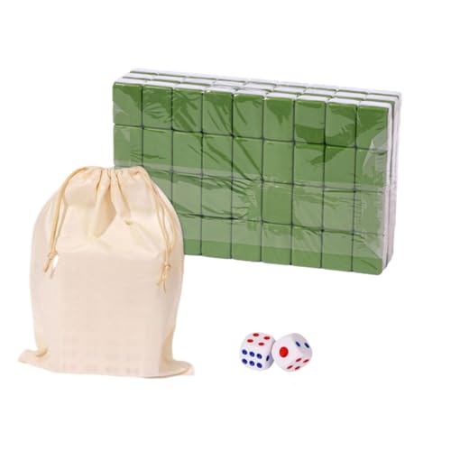 Amagogo Tischspiel Chinesisches Mahjong Spielset Familie Freizeit Würfel mit Aufbewahrungstasche für Reisen Party Reisen Mahjong Set Jungen und Mädchen, 30 mm Grün von Amagogo
