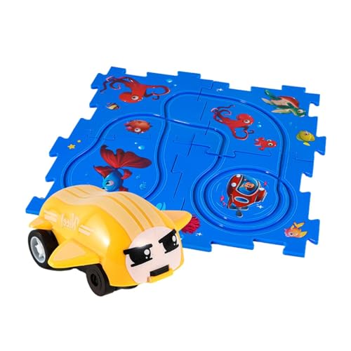 Amagogo Track Spielzeug Fahrzeug Track Bausteine Gehirnentwicklung Puzzle Tracks Puzzle Set Straßenpuzzle für Vorschulgeburtstagsgeschenke, 4 Rätsel Ozean von Amagogo