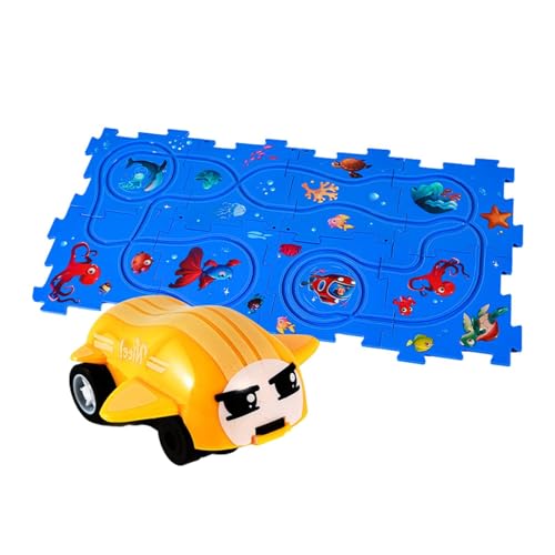 Amagogo Track Spielzeug Fahrzeug Track Bausteine Gehirnentwicklung Puzzle Tracks Puzzle Set Straßenpuzzle für Vorschulgeburtstagsgeschenke, 8 Rätsel Ozean von Amagogo
