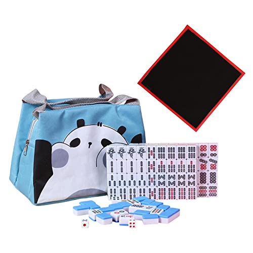 Amagogo Tragbare Mini Mah Jong Spiel Set mit Kleine Tischdecke Fliesen Spiel für Reise Party Home Blau von Amagogo