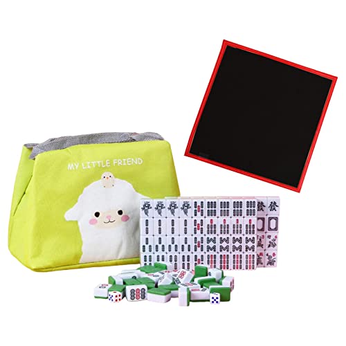 Amagogo Tragbare Mini Mah Jong Spiel Set mit Kleine Tischdecke Fliesen Spiel für Reise Party Home Grün von Amagogo
