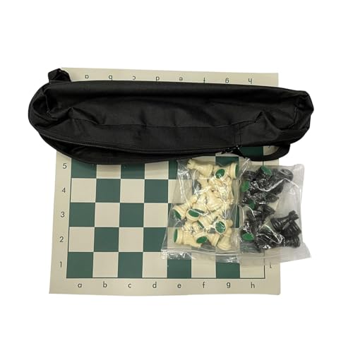 Amagogo Tragbares Schachspiel, Schachspiel mit Aufbewahrungstasche, Schachfiguren, aufrollbares Schachbrettspielset für unterwegs, im Freien, für Kinder und, S von Amagogo