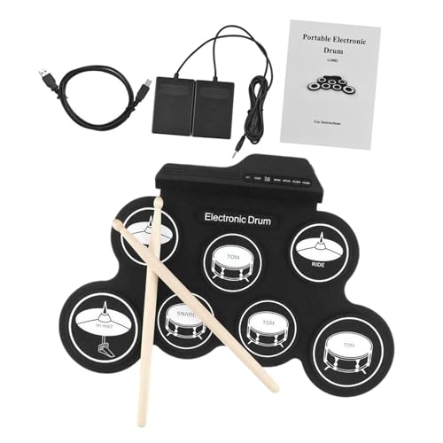Amagogo Tragbares elektronisches Trommel-Handroll-Drum-Set, multifunktionales tragbares Kompakt-Drum-Set, Drum-Kits für den Club-Haushalt, Gemustert von Amagogo