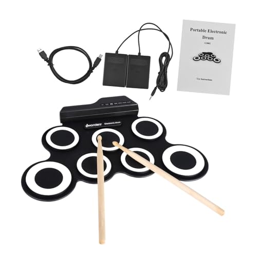 Amagogo Tragbares elektronisches Trommel-Handroll-Drum-Set, multifunktionales tragbares Kompakt-Drum-Set, Drum-Kits für den Club-Haushalt, Schwarz von Amagogo