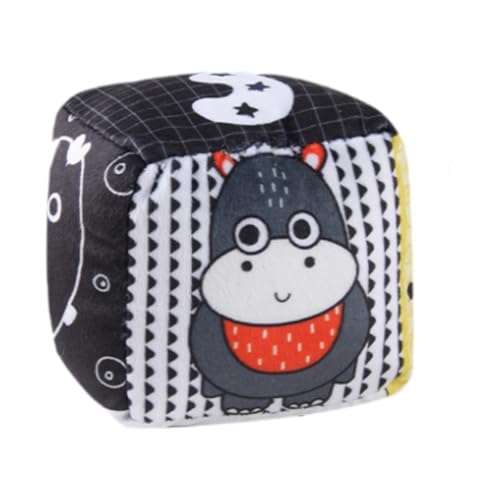 Amagogo Weichwürfel Rasselspielzeug, Entwicklung von Feinmotorik, Stoffbausteine ​​für Kind, 0-6 Monate Kleinkinder Geburtstagsgeschenke, Nilpferd von Amagogo