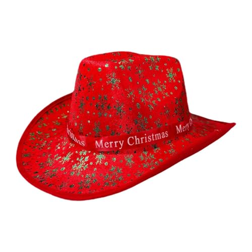 Amagogo Weihnachts-Cowboyhut, Trendiger, lässiger Cowboyhut mit Cowgirl-Motiv für Bühnenauftritte, Grüne Schneeflocken Amagogo Weihnachts-Cowboyhut, Trendiger, lässiger Cowboyhut mit Cowgirl-Motiv für Bühnenauftritte, Grüne Schneeflocken von Amagogo