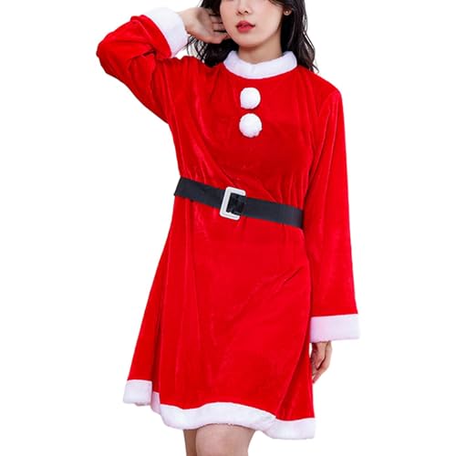Amagogo Weihnachts-Weihnachtsmann-Kleid, Weihnachtsmann-Kostüm, rotes Weihnachtsmann-Kleid für Halloween, Maskerade, Party, Bühnenauftritt, Geburtstag, ohne Schal von Amagogo