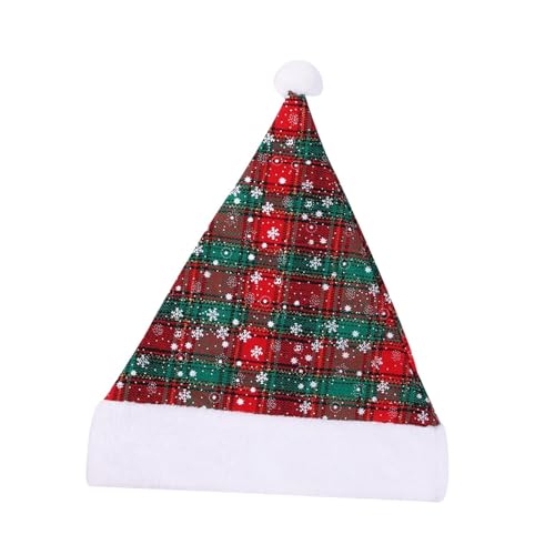 Weihnachtsmütze Nikolausmütze Kostüm Zubehör Weihnachtsmütze Schneeflocke Muster Xmas Hut für Urlaub Party Festlich Cosplay Grün von Amagogo