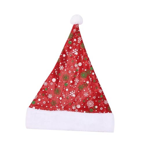 Weihnachtsmütze Weihnachtsmann Mütze Kostüm Zubehör Weihnachtsmütze Schneeflocke Muster Xmas Hut für Urlaub Party Festlich Cosplay Rot von Amagogo