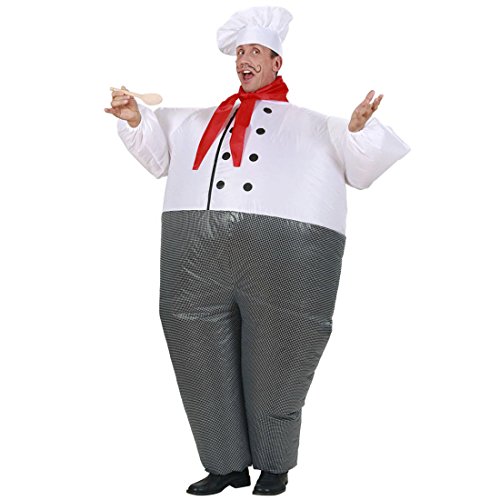 Airsuit Chefkoch Aufblasbares Kostüm Koch Kochkostüm zum Aufblasen Inflatable Suit Küchenchef Mottoparty Outfit außergewöhnliches Faschingskostüm von Amakando