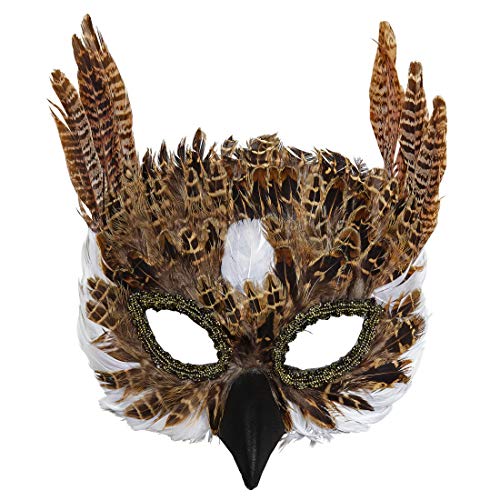 Amakando Ansprechende Augenmaske Eule mit Federn/Braun/Witzige Federmaske Kauz/Ideal zu Fastnacht & Karneval von Amakando