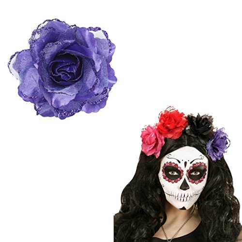 Amakando Ansteckblume Rose Rosen Haarschmuck lila Rosenblüte Haarspange Blumen Haarblüte Kopfschmuck Haarblume Blumenspange Haar Clip von Amakando