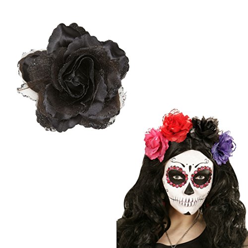 Amakando Ansteckblume Rose Rosen Haarschmuck schwarz Rosenblüte Haarspange Blumen Haarblüte Kopfschmuck Haarblume Blumenspange Haar Clip von Amakando