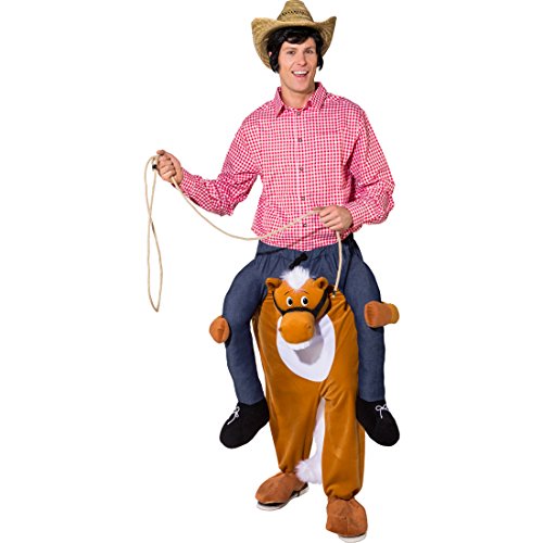 Amakando Aufsitz-Kostüm Pony | Größe 1,60-1,75m | Huckepack Kostüm Pferd | Trag Mich Kostüm Erwachsene | Reitkostüm Ross | Pferdekostüm Huckepack | Kostüm Pferd von Amakando