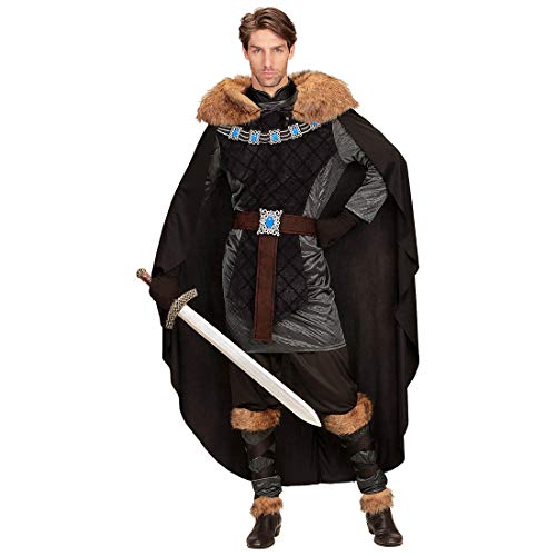 Amakando Außergewöhnliches Kelten-Kostüm mit Fake Fur Umhang/Schwarz-Grau M (50) / Historische Herren-Verkleidung Wikinger & Ritter/Perfekt geeignet zu Mittelalterfest & Karneval von Amakando