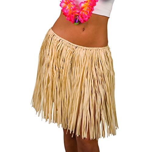 Amakando Baströckchen - beige, 40 cm - Langer Hula Rock Aloha Partyrock Hawaii Party Outfit Hawaii Kostüm Damen Langer Hula Rock von Amakando