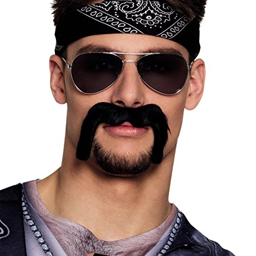 Amakando Biker Oberlippenbart Oliba zum Ankleben Unechter Schnauzbart Schnauzer Karnevalsbart Moustache Kostüm Zubehör Rocker Bart von Amakando