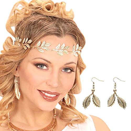Amakando Blatt Ohrhänger Blätter Elfen Ohrringe Gold Aphrodite Ohrclips Göttin Antike Ohrstecker Griechin Damen Kostüm Schmuck Elben Prinzessin Ohrschmuck von Amakando