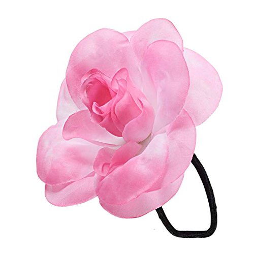 Amakando Blumen Haargummi Hawaii Haarschmuck pink Hibiskus Zopfgummi Südsee Haarblume am Gummi Strandparty Haar Schmuck Mottoparty Haargummis von Amakando