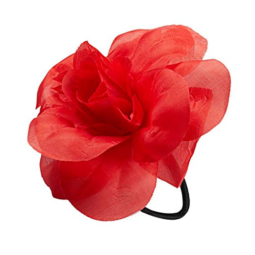 Amakando Blumen Haargummi Hawaii Haarschmuck rot Hibiskus Zopfgummi Südsee Haarblume am Gummi Strandparty Haar Schmuck Mottoparty Haargummis von Amakando
