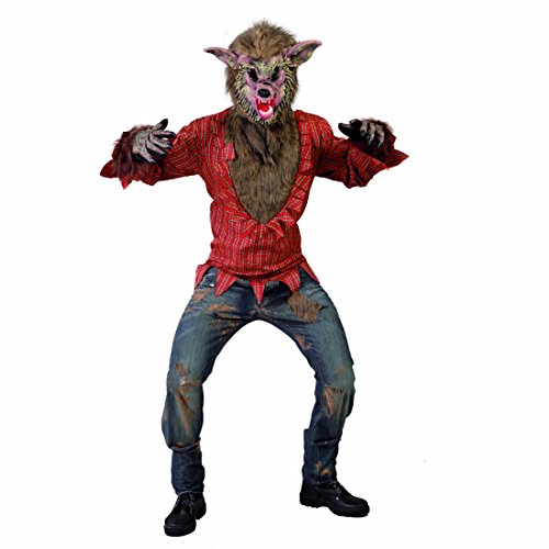Amakando Böser Wolf Halloweenkostüm Werwolfkostüm L 52/54 Halloween Wolfskostüm Bestie Horrorverkleidung Werwolf Kostüm Herren Ungeheuer Gruseloutfit von Amakando