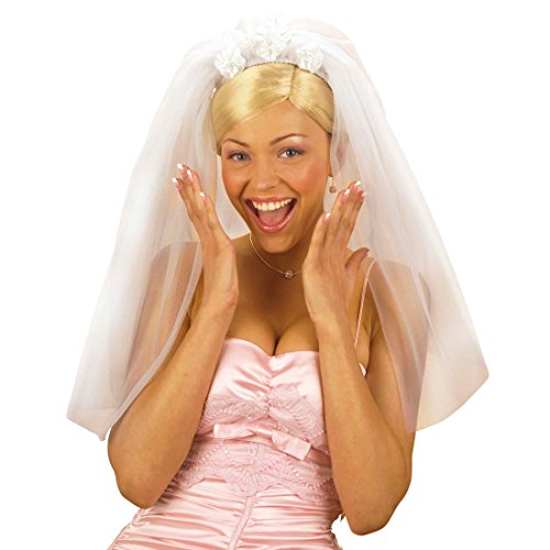 Amakando Brautschleier weiß Hochzeitsschleier Braut Schleier Fasching Hochzeit Kopfbedeckung JGA Party Junggesellinnenabschied Haarschmuck Junggesellen Mottoparty Accessoire Karneval Kostüm Zubehör von Amakando