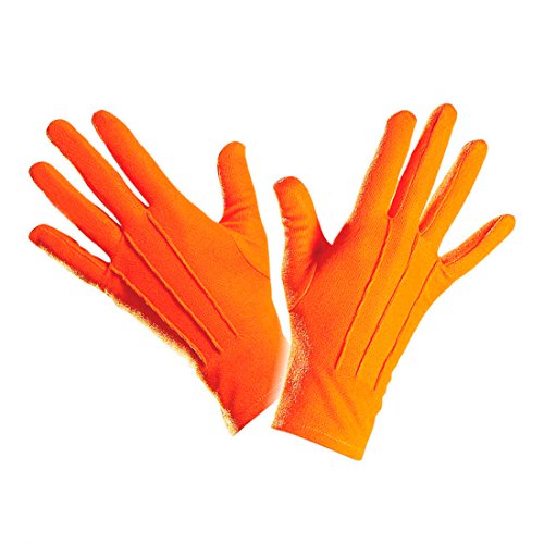 Amakando Clown Handschuhe orange Clownhandschuhe kurz mit Biesen Zauberer Fingerhandschuhe Magier Stoffhandschuhe Pantomime Handschuh Paar Herrenhandschuhe Damenhandschuhe von Amakando