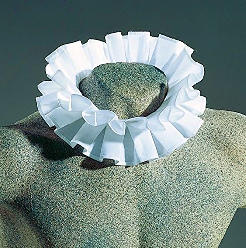Amakando Clownkragen Kräuselschal Barock Kragen Weißer Rüschenkragen Jabot Halskrause von Amakando