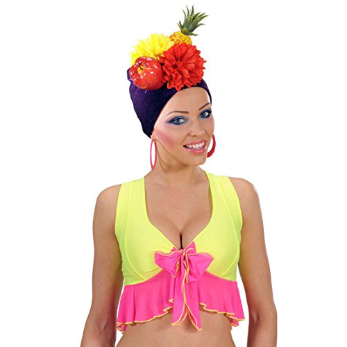 Amakando Copacabana Kopftuch Karibik Party Hut Südsee Kopfbedeckung mit Früchten und Blumen Tutti Frutti Mütze Fasching Tropischer Faschingshut Sommer Mottoparty Accessoire Karneval Kostüm Zubehör von Amakando