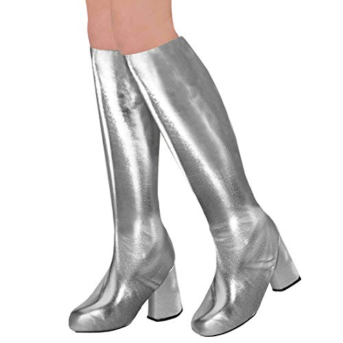 Amakando Disco Gamaschen Überziehschuhe/Silber/Stulpen Fake-Lackstiefel/Glanzpunkt zu Fastnacht & Karneval von Amakando