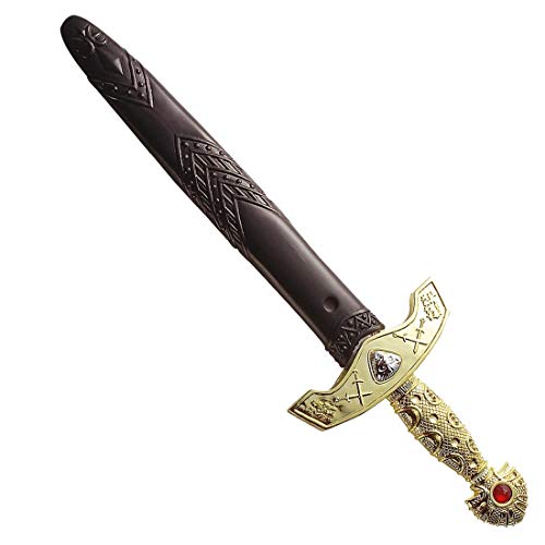 Amakando Dolch-Messer mit Edelstein für Piraten/Gold-Schwarz 45cm / Spielzeug-Waffe Stilett Parierdolch als Kostüm-Zubehör/Ideal zu Mottoparty & Kostümfest von Amakando