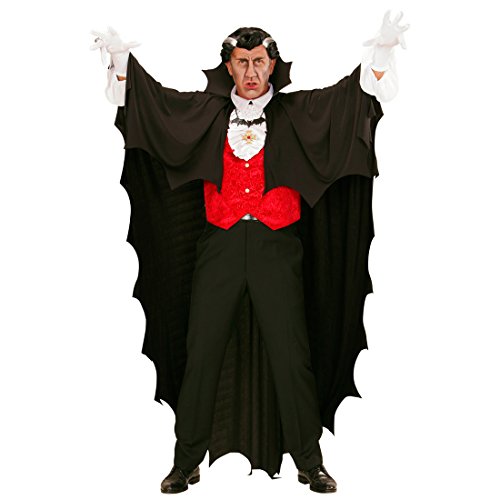 Amakando Dracula Cape Vampirumhang schwarz Fledermaus Umhang Blutsauger Halloweenkostüm Halloween Verkleidung Erwachsene Grusel Kostüm Fastnachtskostüm von Amakando