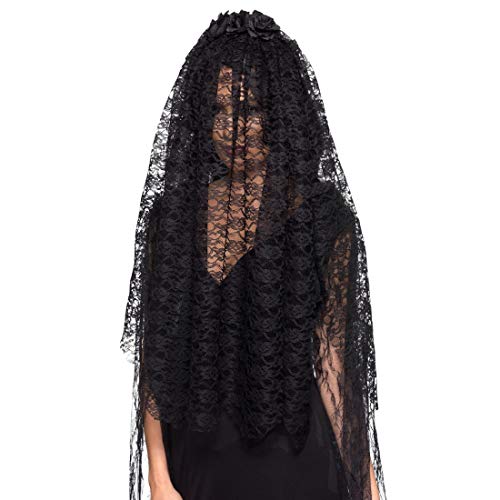 Amakando Dunkler Witwen-Schleier Giftmischerin/Schwarz/Kopfbedeckung Black Widow/Perfekt geeignet zu Gruselparty & Karneval von Amakando