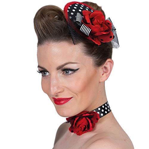 Amakando Eleganter Pin Up Girl Haarclip mit Rose/Polka Dots Haarklammer mit Schleife/Bestens geeignet zu Fasching & Kostümfest Amakando Eleganter Pin Up Girl Haarclip mit Rose/Polka Dots Haarklammer mit Schleife/Bestens geeignet zu Fasching & Kostümfest von Amakando