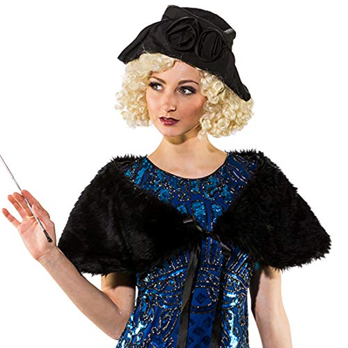 Amakando Eleganter Vintage-Schal Kunstpelz Diva/Schwarz/Charleston-Kostüm-Zubehör für Frauen/Passend zu Karneval & Themenabend von Amakando