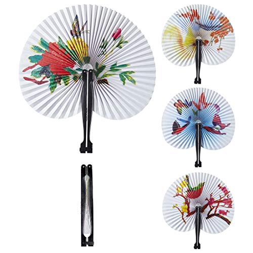 Amakando Eleganter asiatischer Papierfächer/Weiß-Bunt/Chinesischer Klappfächer als Kostüm-Zubehör & Dekoration/EIN Blickfang zu Fasching & Karneval von Amakando